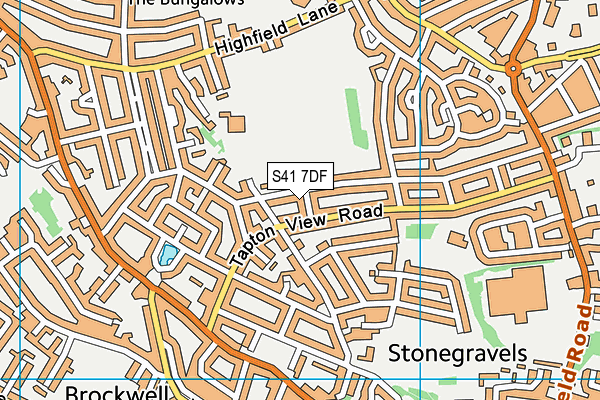 Highfield Park map (S41 7DF) - OS VectorMap District (Ordnance Survey)