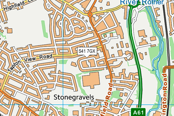 S41 7GX map - OS VectorMap District (Ordnance Survey)