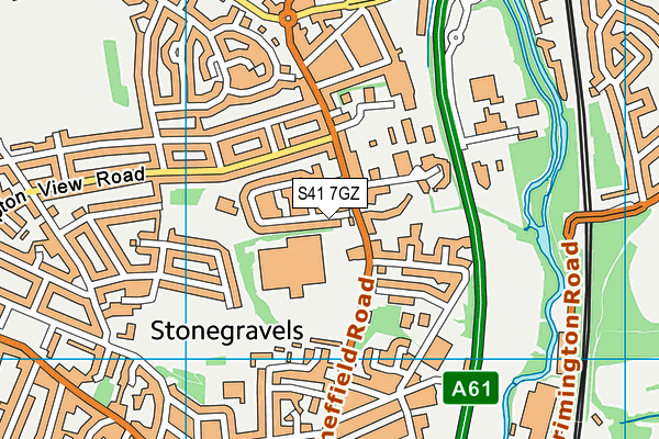 S41 7GZ map - OS VectorMap District (Ordnance Survey)