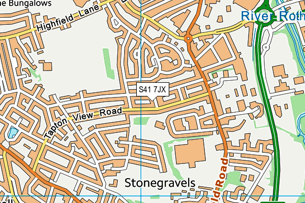 S41 7JX map - OS VectorMap District (Ordnance Survey)