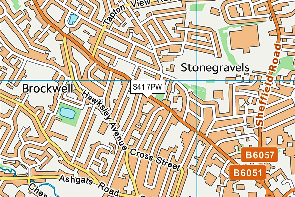 S41 7PW map - OS VectorMap District (Ordnance Survey)