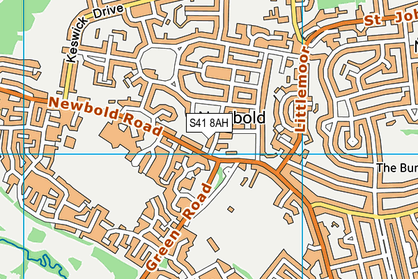 S41 8AH map - OS VectorMap District (Ordnance Survey)