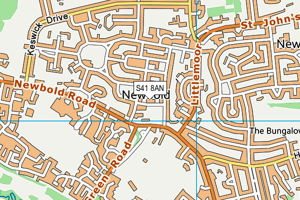 S41 8AN map - OS VectorMap District (Ordnance Survey)
