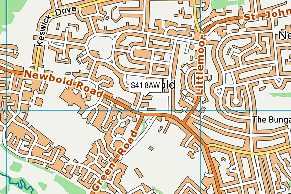 S41 8AW map - OS VectorMap District (Ordnance Survey)
