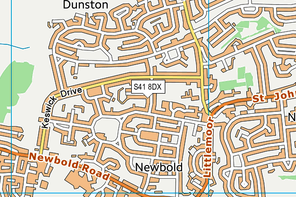S41 8DX map - OS VectorMap District (Ordnance Survey)