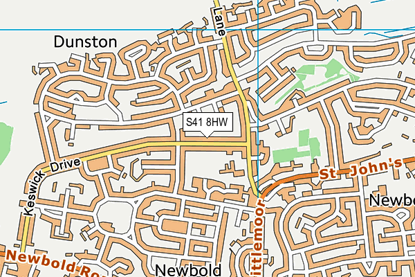 S41 8HW map - OS VectorMap District (Ordnance Survey)