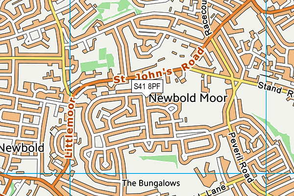 Newbold CofE Primary School map (S41 8PF) - OS VectorMap District (Ordnance Survey)