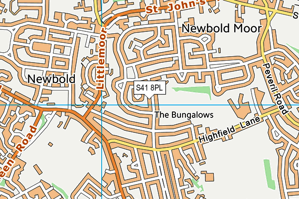 S41 8PL map - OS VectorMap District (Ordnance Survey)