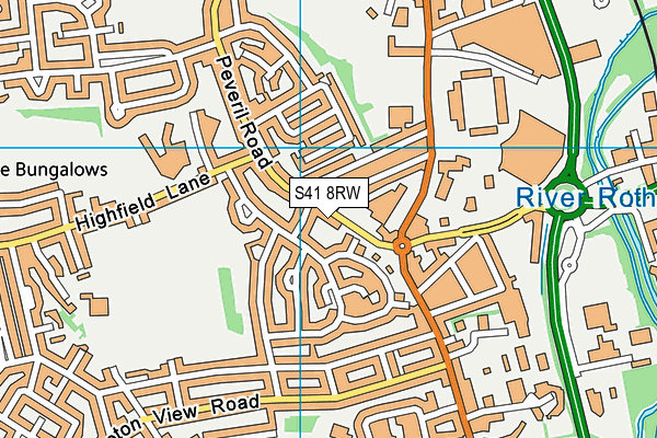 S41 8RW map - OS VectorMap District (Ordnance Survey)