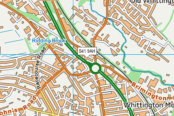 S41 9AH map - OS VectorMap District (Ordnance Survey)