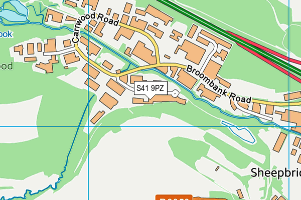 S41 9PZ map - OS VectorMap District (Ordnance Survey)