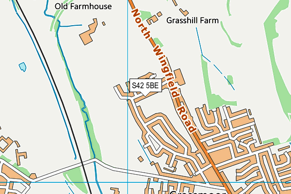 S42 5BE map - OS VectorMap District (Ordnance Survey)