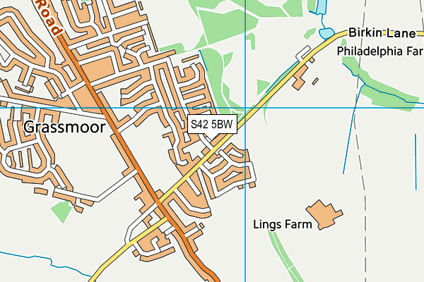 S42 5BW map - OS VectorMap District (Ordnance Survey)