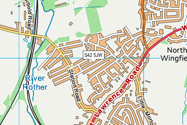 S42 5JW map - OS VectorMap District (Ordnance Survey)