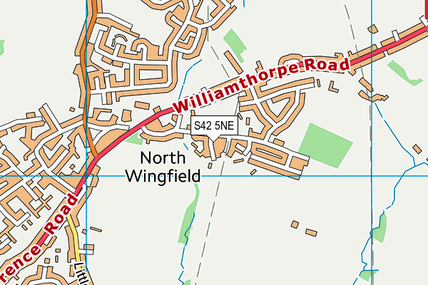 King George V Playing Field (North Wingfield) map (S42 5NE) - OS VectorMap District (Ordnance Survey)