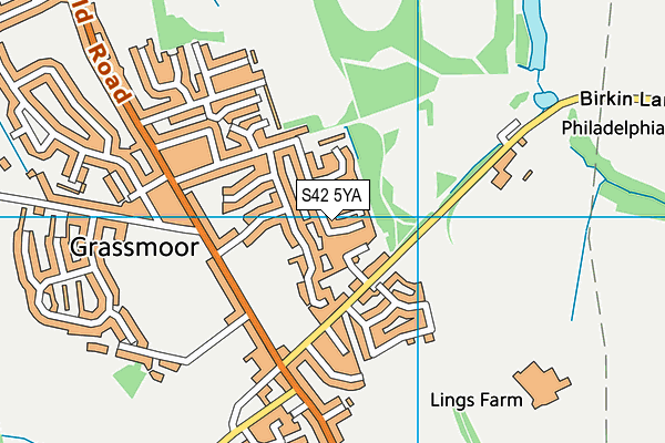 S42 5YA map - OS VectorMap District (Ordnance Survey)