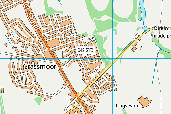 S42 5YB map - OS VectorMap District (Ordnance Survey)