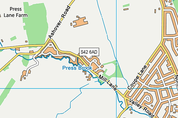 S42 6AD map - OS VectorMap District (Ordnance Survey)