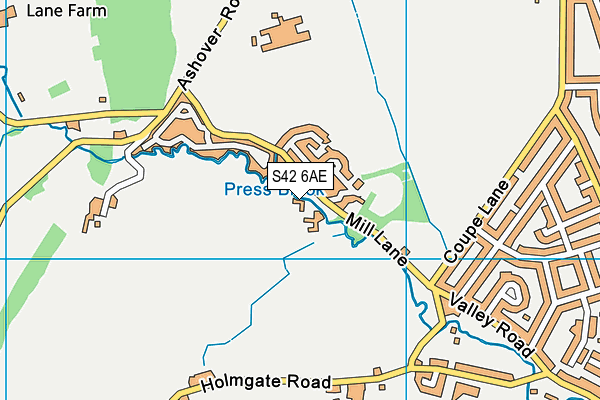 S42 6AE map - OS VectorMap District (Ordnance Survey)