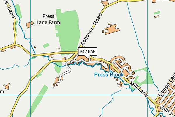 S42 6AF map - OS VectorMap District (Ordnance Survey)