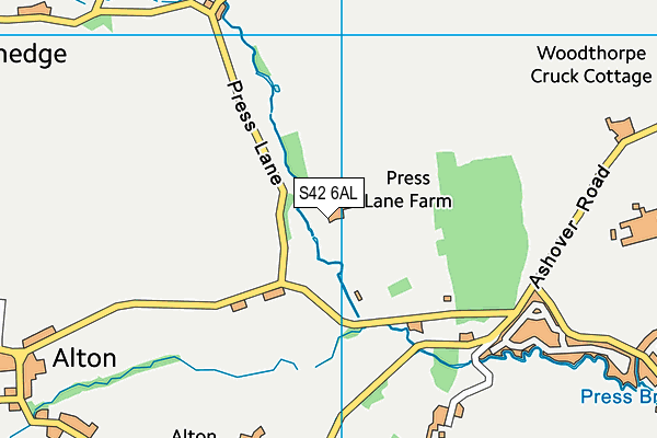 S42 6AL map - OS VectorMap District (Ordnance Survey)