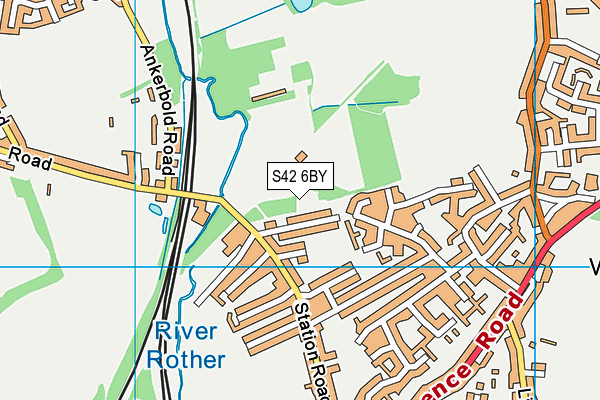 S42 6BY map - OS VectorMap District (Ordnance Survey)