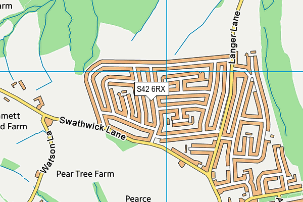 S42 6RX map - OS VectorMap District (Ordnance Survey)