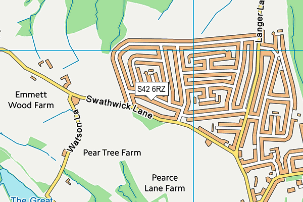 S42 6RZ map - OS VectorMap District (Ordnance Survey)