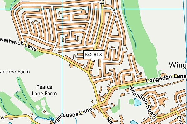 S42 6TX map - OS VectorMap District (Ordnance Survey)