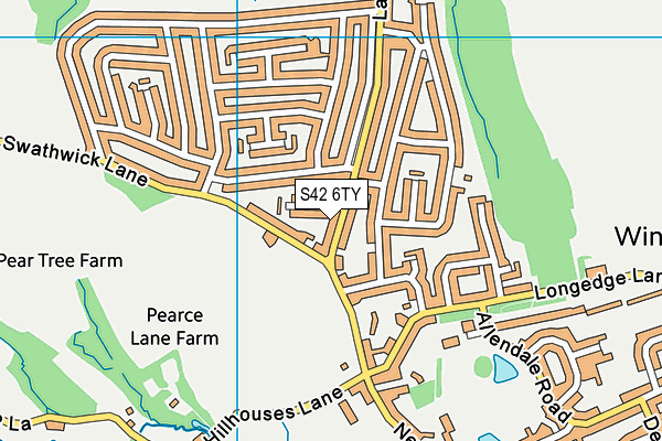 S42 6TY map - OS VectorMap District (Ordnance Survey)