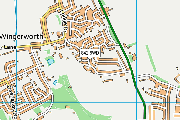 S42 6WD map - OS VectorMap District (Ordnance Survey)