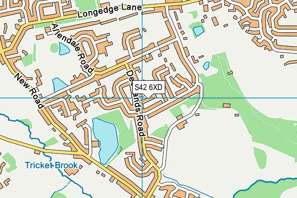 S42 6XD map - OS VectorMap District (Ordnance Survey)