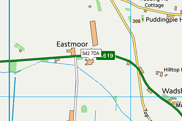 S42 7DA map - OS VectorMap District (Ordnance Survey)