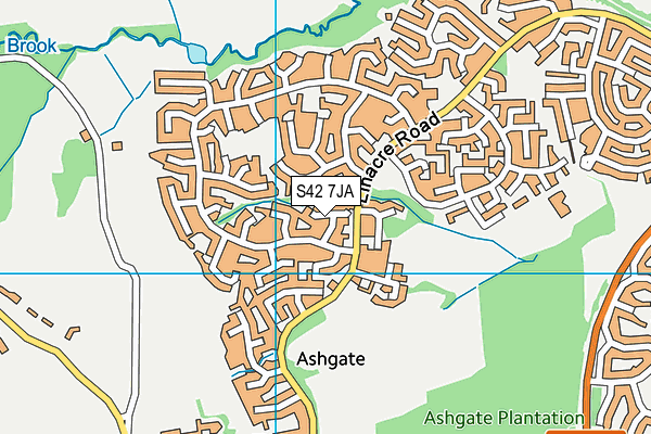 S42 7JA map - OS VectorMap District (Ordnance Survey)