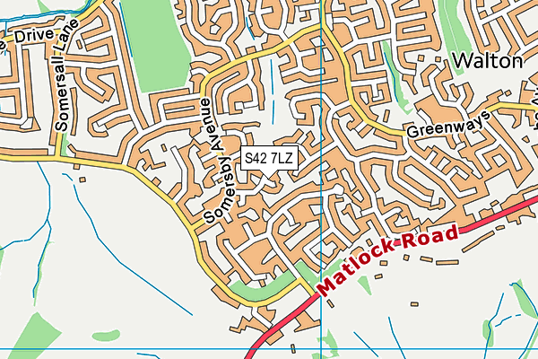S42 7LZ map - OS VectorMap District (Ordnance Survey)