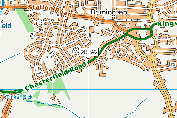 S43 1AG map - OS VectorMap District (Ordnance Survey)
