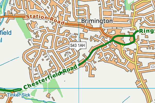 S43 1AH map - OS VectorMap District (Ordnance Survey)