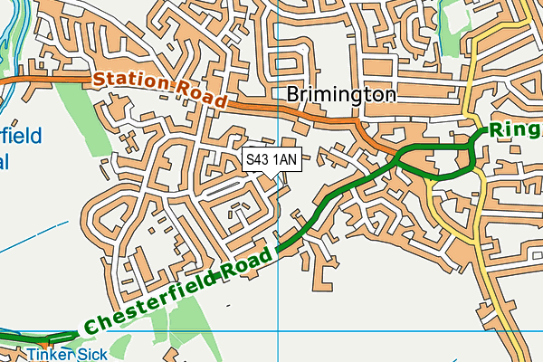 S43 1AN map - OS VectorMap District (Ordnance Survey)
