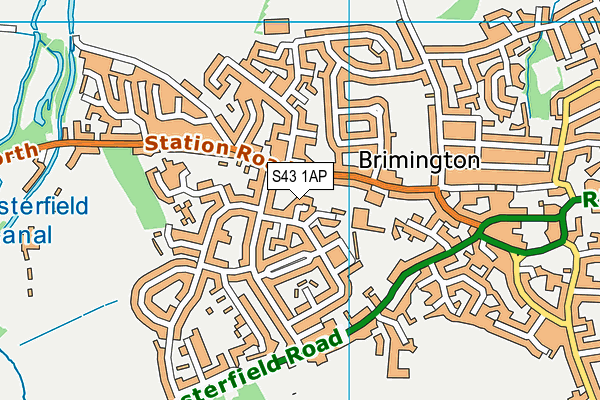 S43 1AP map - OS VectorMap District (Ordnance Survey)