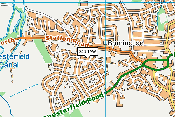 S43 1AW map - OS VectorMap District (Ordnance Survey)