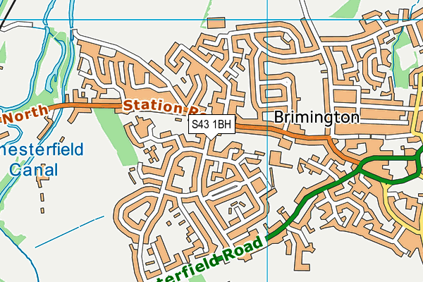 S43 1BH map - OS VectorMap District (Ordnance Survey)