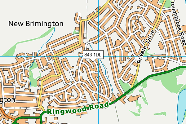 S43 1DL map - OS VectorMap District (Ordnance Survey)