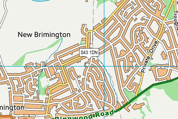 S43 1DN map - OS VectorMap District (Ordnance Survey)