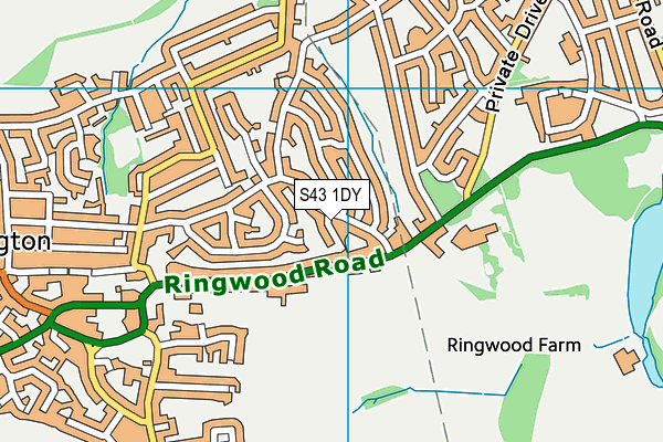 S43 1DY map - OS VectorMap District (Ordnance Survey)