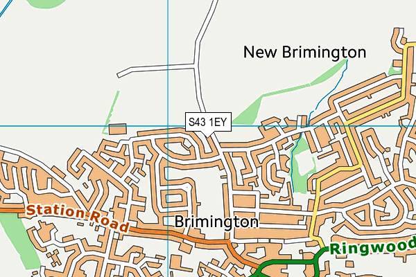 S43 1EY map - OS VectorMap District (Ordnance Survey)