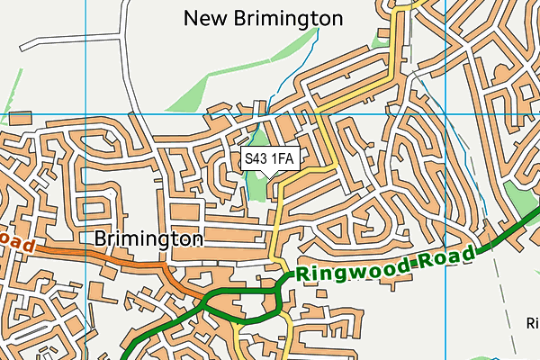 S43 1FA map - OS VectorMap District (Ordnance Survey)