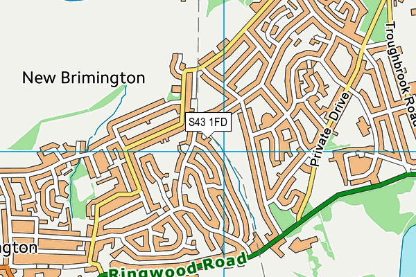 S43 1FD map - OS VectorMap District (Ordnance Survey)