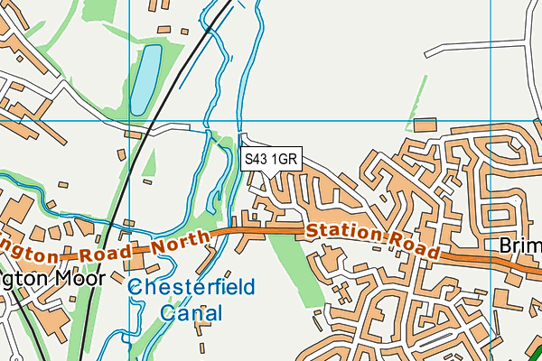 S43 1GR map - OS VectorMap District (Ordnance Survey)