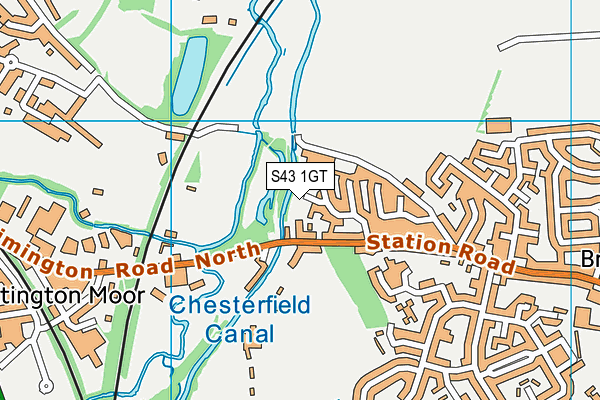 S43 1GT map - OS VectorMap District (Ordnance Survey)