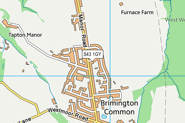 S43 1GY map - OS VectorMap District (Ordnance Survey)